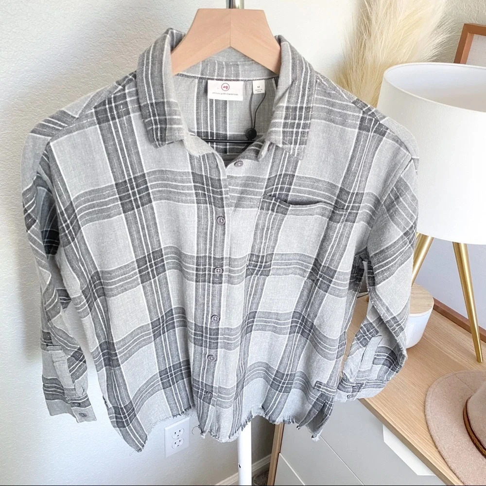 AG Adriano Goldschmied Kids Gray Gold Flannel Top - Picture 3 of 16